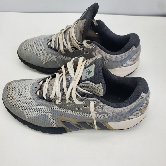 adidas Dropset Shoes Men 11 Trainer Gray White Three Stripe Athletic Sneaker - Picture 3 of 16